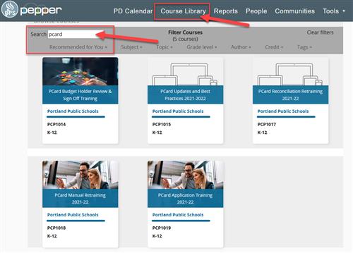 Pepper PCard search 